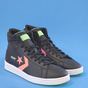 Converse Pro Leather High Top Hi-Vis Black Neon Unisex Sneakers 169651C NWT